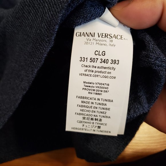 Versace Collection Blue Logo Crewneck Wool Sweater - Picture 5 of 6